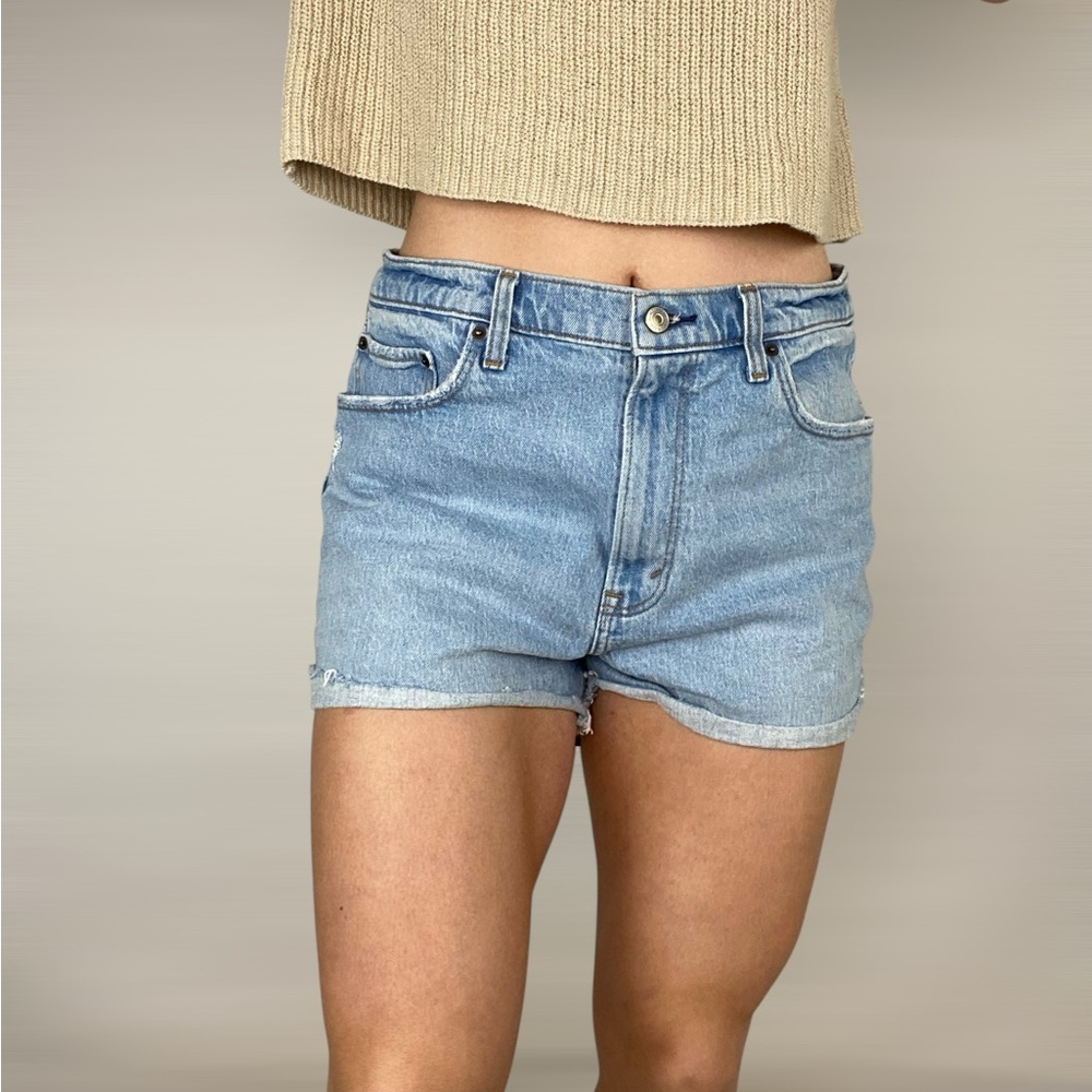 Abercrombie & Fitch Light Blue High-Rise Denim Shorts